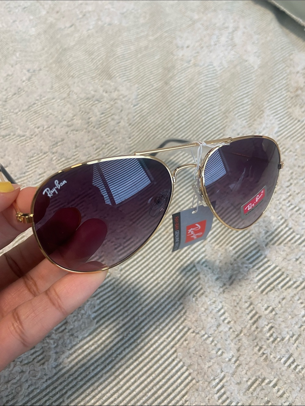 Gold Frame Sunglasses with Purple Lenses